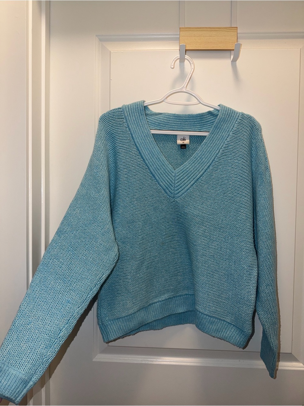 CAbi Teal V-Neck Knit Sweater